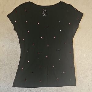 NY Collection Black Fitted Embellished Tee